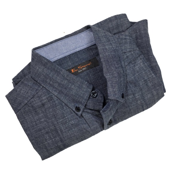 Ben Sherman Navy Blue Button Up Chest Pocket S/Sleeve Cotton Shirt Men's Size S - Picture 3 of 5